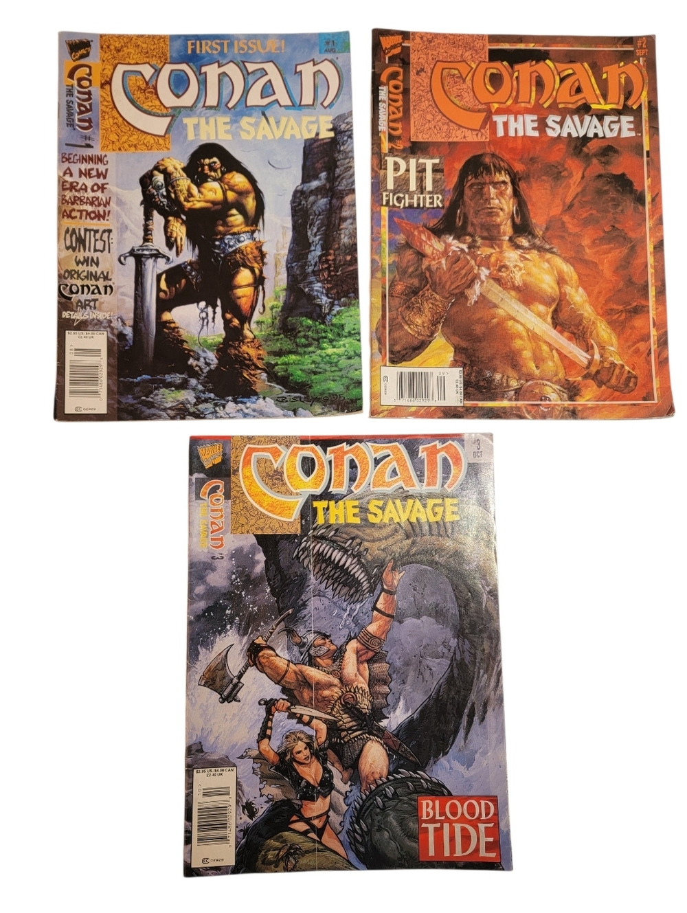 1995 Conan The Savage Collectible Comic Book Set Vintage First Issue #1 #2 #3
